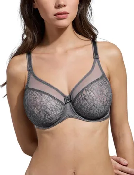Womens Allure Full Coverage Bra - Grey Polyamide - Size 38d - Empreinte - FashionsVida