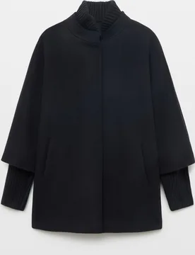 Chaquetón mujer Icons largo cm. 75 con detalles de punto de lana - Cinzia Rocca - FashionsVida