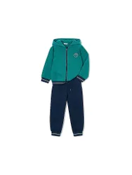 Set 2 pezzi per bambino: felpa con cappuccio e pantaloni da jogging verde scuro 110