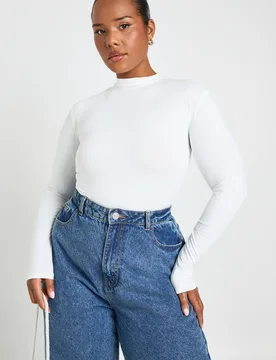 Womens Plus Second Skin Long Sleeve Top - White - Size 18 Uk - Boohoo - FashionsVida