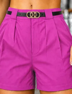 Pantalones cortos casuales de unicolor para mujer, cintura ajustable con bolsillos deportivos - Shein - FashionsVida