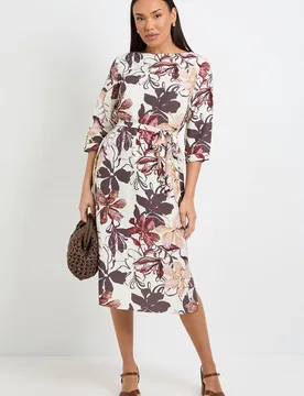 Women's Summer Floral Belted Midi Dress in Chocolate Size: 16 - Chocolate - Size: 16 - Wallis - FashionsVida