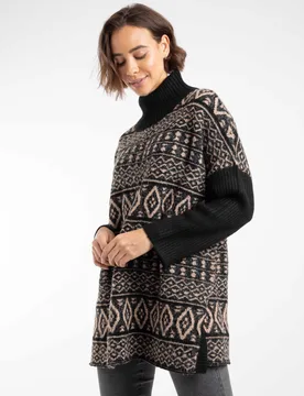 Fifi Womens Knitted Roll Neck Tunic Jumper - - Size: 8 - Weird Fish - FashionsVida