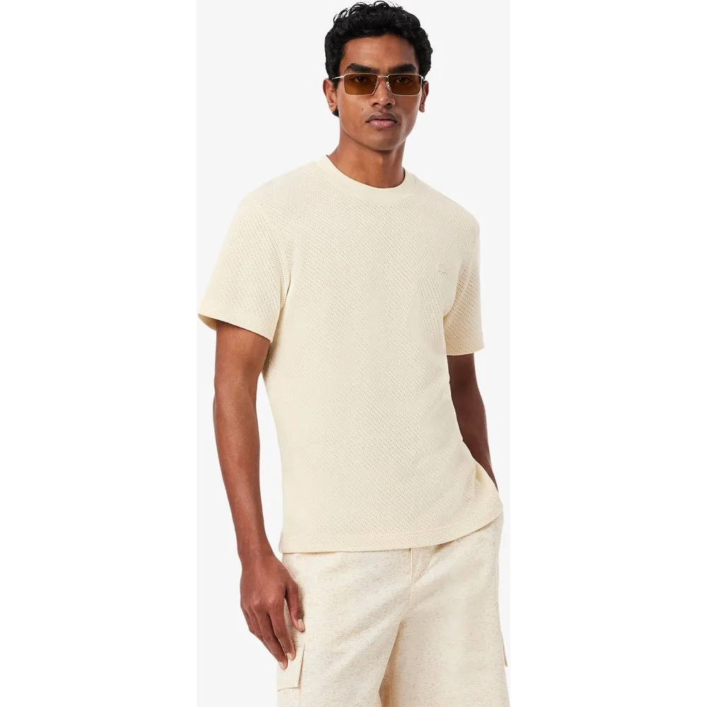 Camiseta de hombre de algodón de encaje en marrón de manga corta - Lacoste - FashionsVida