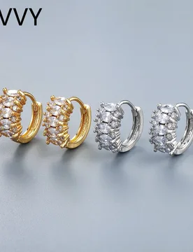 LIVVY Silver Color New Crystal Zircon Earrings For Women Simple Fashion High Quality PartyJewelry  Gift Accessories - Aliexpress - FashionsVida