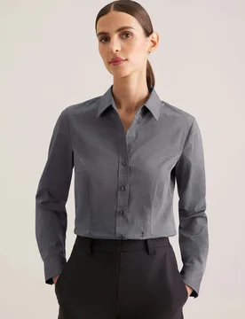 Hemdbluse mit Abnähern slim fit Grau 34 - Seidensticker - FashionsVida