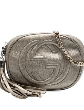 Mini Metallic Pebbled Calfskin Soho Chain Crossbody - Gucci - FashionsVida