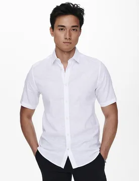 Only & Sons - Camisa de manga corta lino de hombre - Only & Sons - FashionsVida