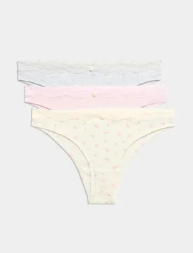 Pack Floral Pointelle Brazilian Knickers Grey Mix female - M&S - FashionsVida