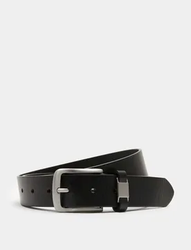 Leather Textured Buckle Belt Black male - M&S - FashionsVida