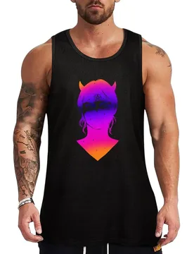 Girl with horns in the shadow. Demon girl Tank Top Modern Print Tank Top Contemporary Graphic Shirt - Aliexpress - FashionsVida