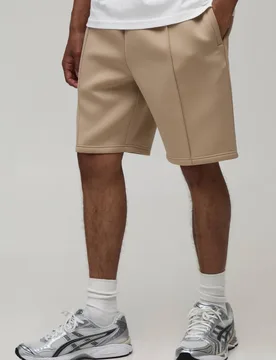 Men's Slim Pintuck Shorts Taupe Size X-Small Taupe XS - boohooMAN - FashionsVida