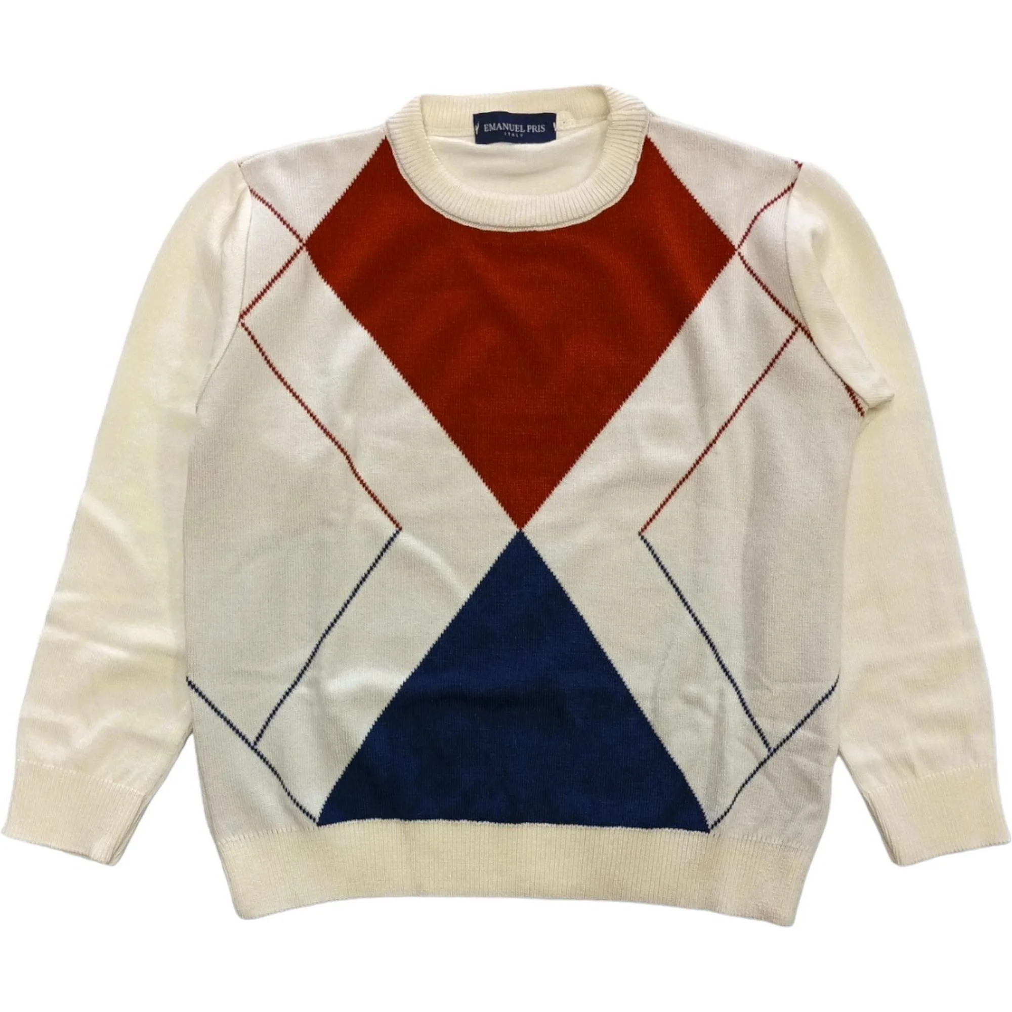 Maglione Panna/rombi Paricollo EMG7039PCB - EMANUEL PRIS - FashionsVida