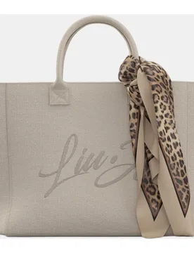 Bolsa en tejido con detalle logo y pañuelo a contraste - LIUJO - FashionsVida