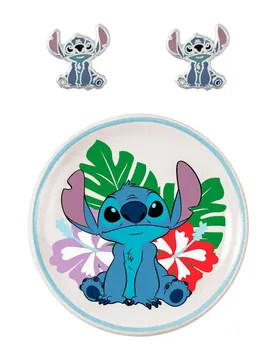 Boucles D´oreilles + Coupelle à Bijoux Disney Stitch Silver / Blue / Gold One Size unisex