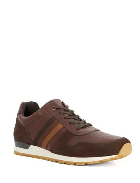 Mens Trolay - Lace-Up Low-Top Trainers - Brown Leather - Size Uk 11 - Dune london - FashionsVida