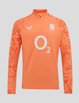 Men’s England Rugby 25/26 Performance Long Sleeve Midlayer Top – Melon MELON 5XL male - Castore - FashionsVida