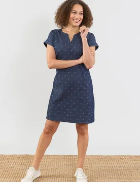 Womens Chettle Dress - Navy Cotton - Size 8 Uk - Kite Clothing - FashionsVida