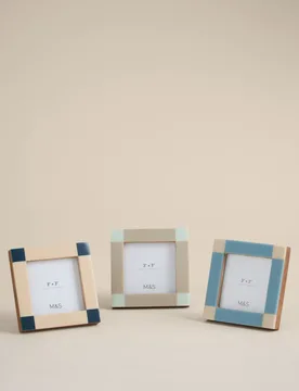 Set of 3 Check Photo Frames 3x3 inch Multi - M&S - FashionsVida
