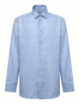 Camicia In Cotone E Jacquard Con Stampa Geco