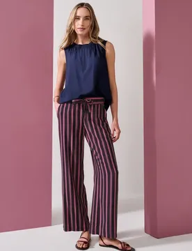 Mid Waist Wide Leg Hose mit Streifen female Rosa