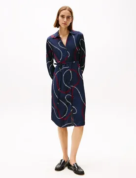 Vestido midi fluido de manga larga - Tommy Hilfiger - FashionsVida