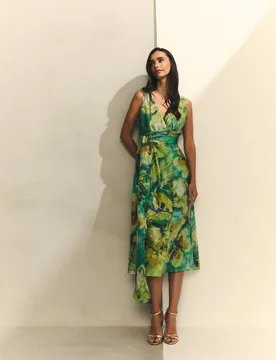 Vestido midi con falda efecto pareo - Hannibal Laguna Collection - FashionsVida