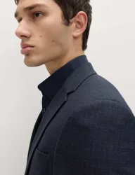 Skinny Fit Textured Stretch Suit Jacket Navy male