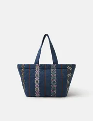 Denim Embroidered Shopper Navy female