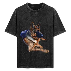 Young German Shepherd T-Shirt Outdoor Work Short Sleeve Top