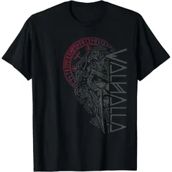 Walhalla Odin in Mask Runes Nordic Compass Viking Gift T-Shirt Celtic Runes Norse Myths Graphic clothes All size tops