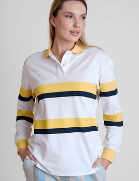 Women's Striped Rugby Top Size: 8 - Multicolor - Size: 8 - Enorsia - FashionsVida