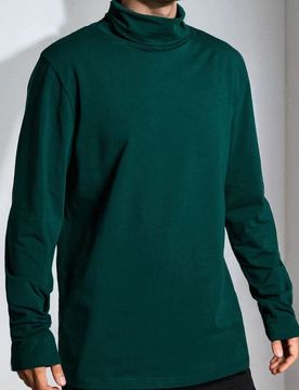 Basic cotton turtleneck - verde petrolio