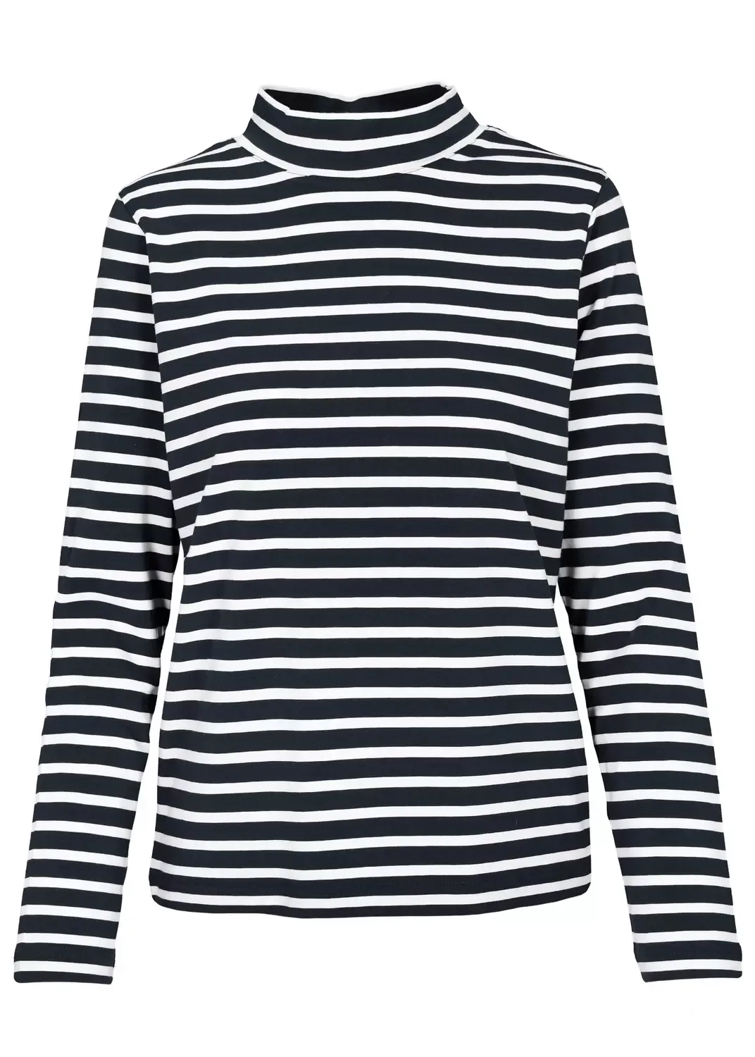 Stehbund-Shirt, 1/1 Arm,Ringel female - 38 - FashionsVida