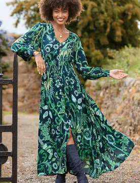 Women's Florence Long Sleeve Maxi Dress in Green Size: 10 - Green - Size: 10 - Joe browns - FashionsVida