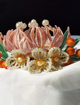 High-grade Handmade Wrapped Flower Hair Crown Hair Accessories Simulation Lotus Headdress Sweet Pink Silk Pearl Hairpin - Aliexpress - FashionsVida