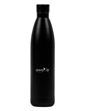 AWAVE Thermo Trinkflasche 750 ml Edelstahl Schwarz matt