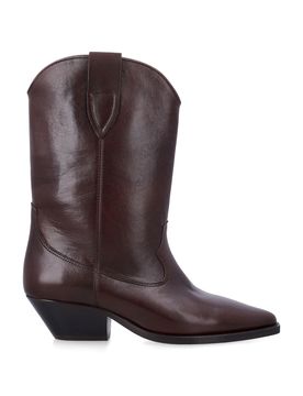 Textured Calf Leather Western Boots with Pointed Toe & 4 cm Cuban Heel