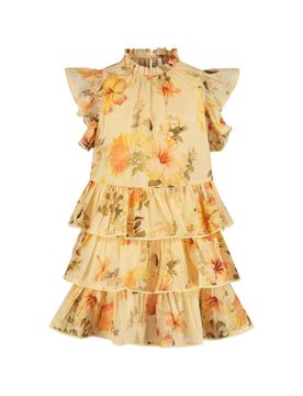 High Neck Floral Print Suit with Back Closure for Girls