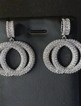 Silver color zirconia circle dangling earrings for women luxury jewelry wedding party - Aliexpress - FashionsVida