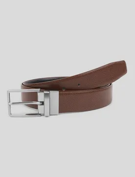 Patching Mens Reversible Leather Belt - - Size: S - Steel & Jelly - FashionsVida