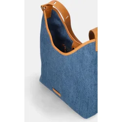 Bolso hobo de mujer en denim y piel