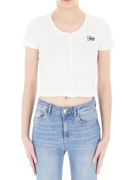 Maglia cropped costine BIANCO XS