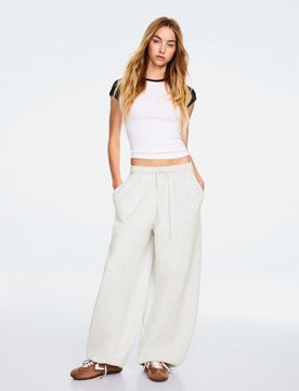 Pantalon Barrel En Molleton À Stoppers M Gris