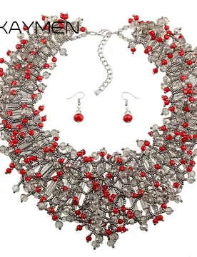 Luxury Crystal Statement Necklace Set Handmade Beaded Fashion Choker with Earrings - Elegant Women's Jewelry Gift - Aliexpress - FashionsVida