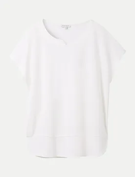T-Shirt aus Materialmix Weiß 3XL - Tom Tailor Casual - FashionsVida