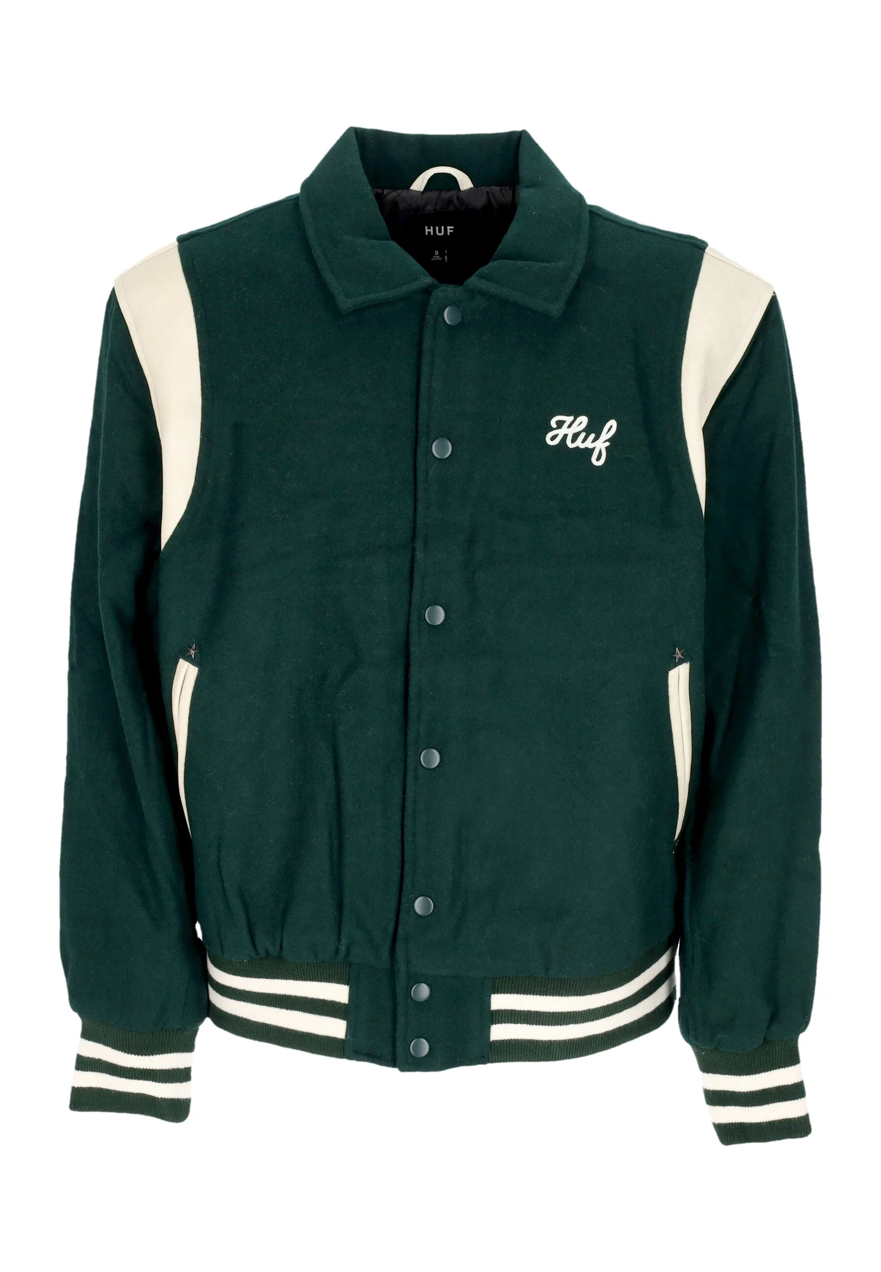 Giubbotto College Uomo Song Varsity Jacket Hunter Green - Huf - FashionsVida