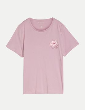 T-Shirt mit Rundhalsausschnitt Rosa L