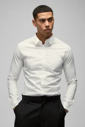 Men's Muscle Fit Long Sleeve Shirt White Size X-Small White XS