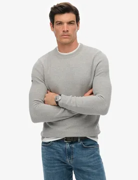 Superdry Herren Leichter Strukturierter Baumwollpullover Light Grey - Größe: L - 79.99 - FashionsVida